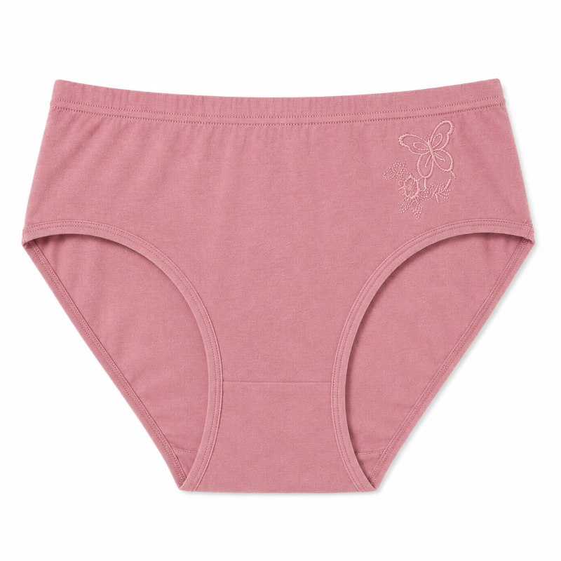 Dámské bavlněné kalhotky s výšivkou motýla YW4240 vel.XL starorůžová