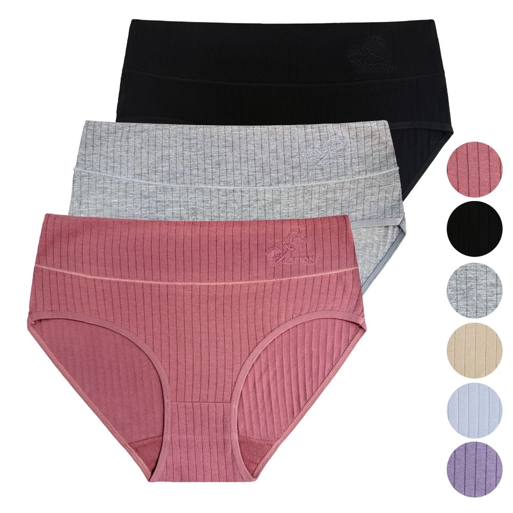 Dámské bavlněné pružné kalhotky s vysokým pasem Rose CZ8071 vel.XL tělová