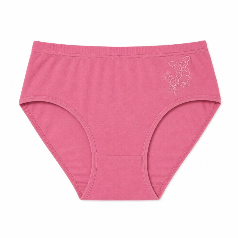 Dámské bavlněné kalhotky s výšivkou motýla YW4240 vel.XL růžová