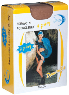 Dámské punčochové podkolenky 20 DEN - 3 páry zdravotní lem