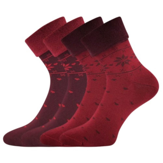Ponožky dámské celofroté FROTANA s norským vzorem RED WINE (vínová/tmavě červená) (2 páry)