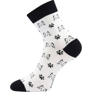 Ponožky společenské vtipné DEVIVE s obrázky KOČEK v bílé