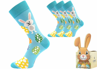 Velikonoční ponožky v krabičce s velikonočním motivem MALÝCH ZAJÍČKŮ