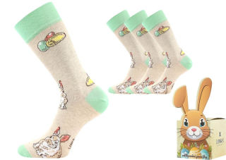 Velikonoční ponožky v krabičce s velikonočním motivem ZAJÍCŮ